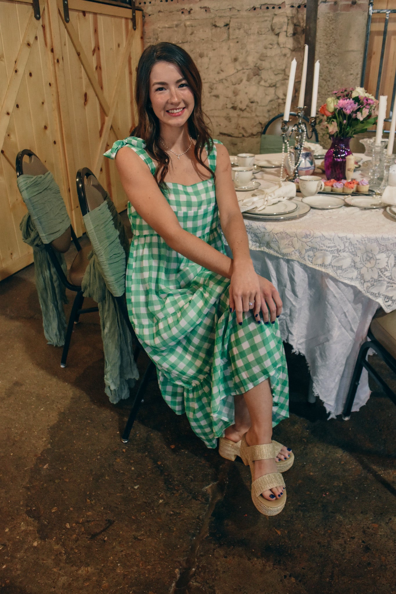 Vivianne Green Gingham Dress