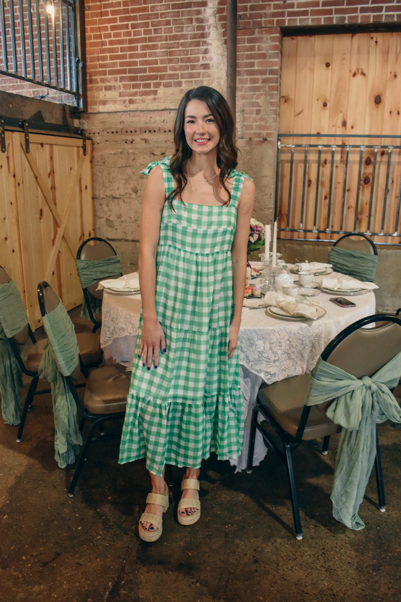 Vivianne Green Gingham Dress