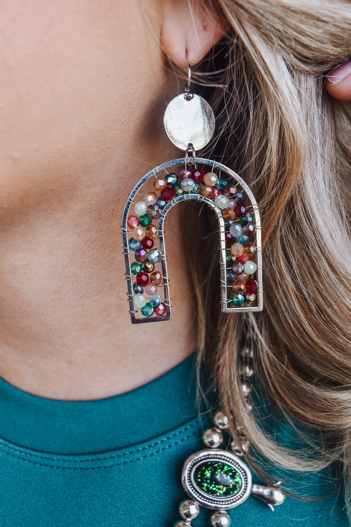 Beaded Multi-Colored Dangle Earrings