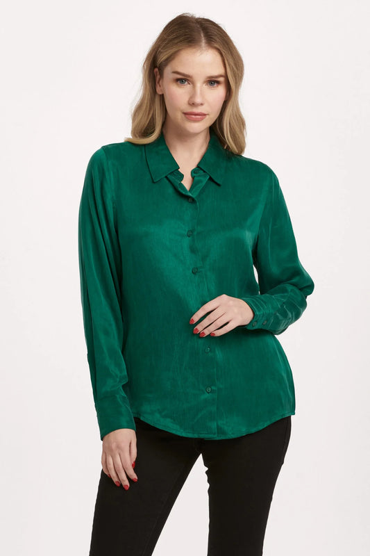 Birdie Deep Emerald Button Up Blouse