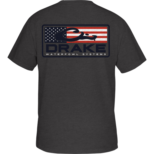 Drake Youth Patriotic Bar T-Shirt- Grey