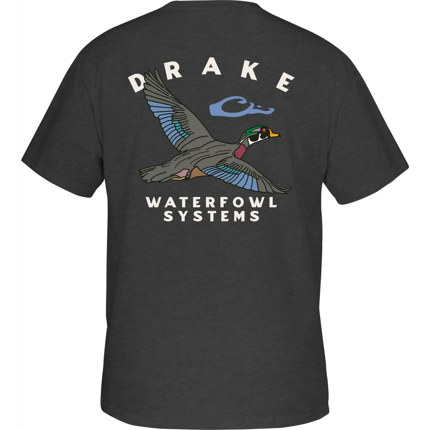 Drake Dark Shadow Heather Retro Wood Duck T-Shirt