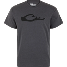 Drake men's charcoal graphic logo tee with black duck logo, front