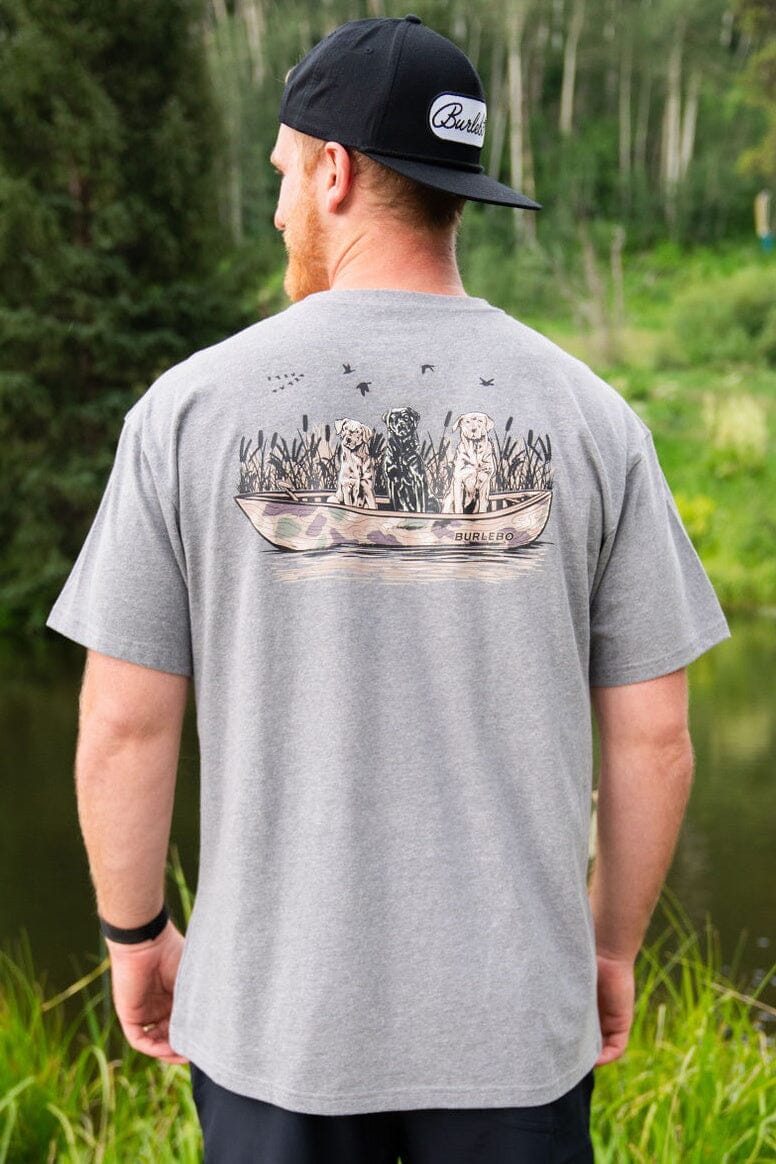 Dogs On The Boat Short Sleeve Tee- Dark Heather Grey