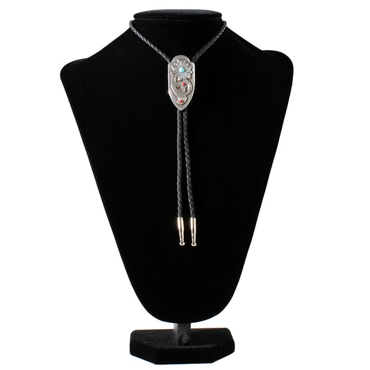 Double S Bolo Tie Arrow- Floral Turquoise Red