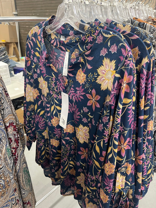 Snag Your Attention Multi Navy Floral Top