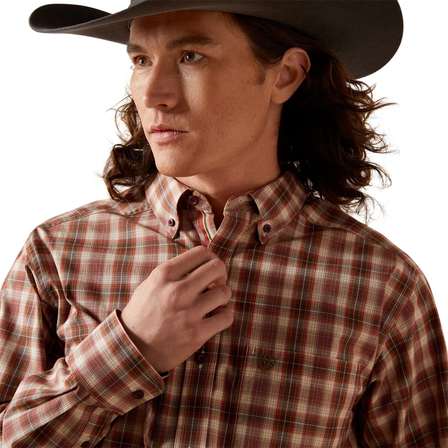 Ariat Men's Pro Series Dark Red Willies Fitted Shirt