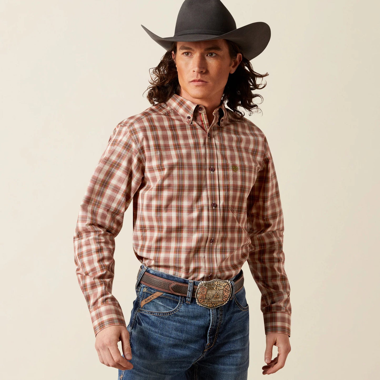 Ariat Men's Pro Series Dark Red Willies Fitted Shirt