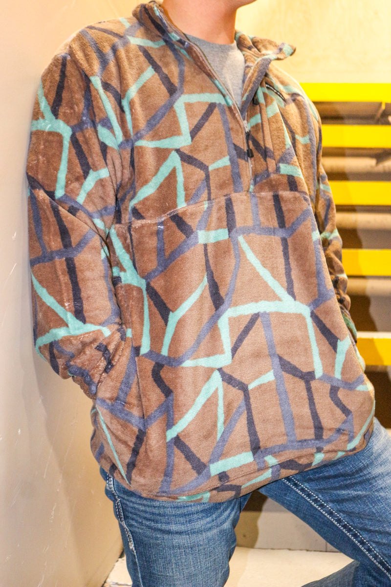 Burnt Taupe Indio Lines Printed Pullover