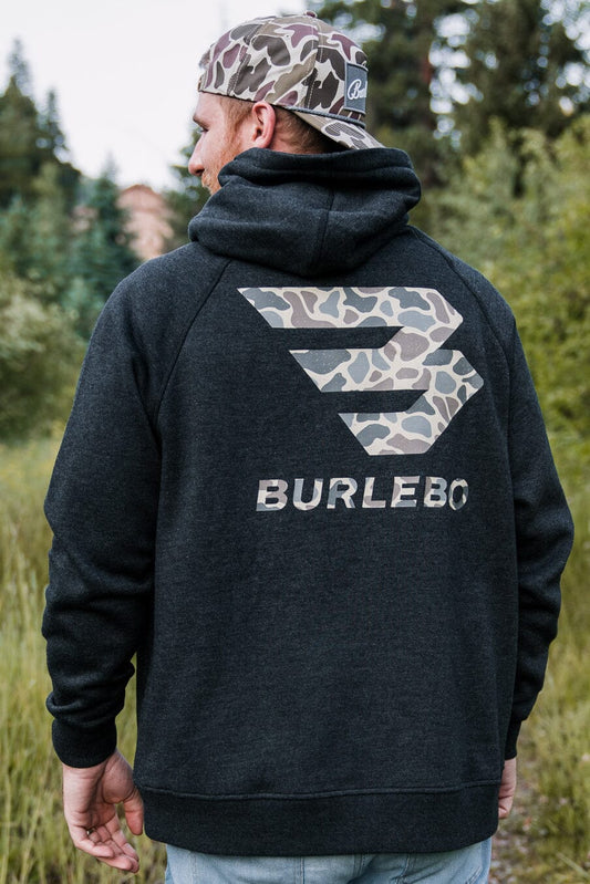 Camo Signature Logo Fleece Hoodie- Heather Black