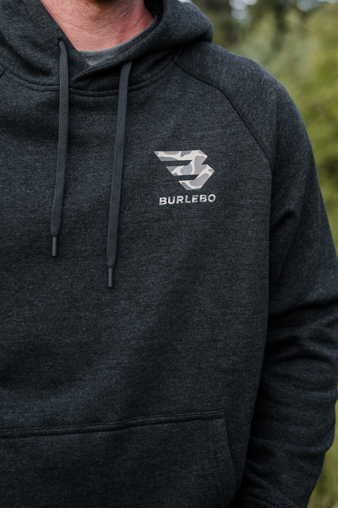 Camo Signature Logo Fleece Hoodie- Heather Black