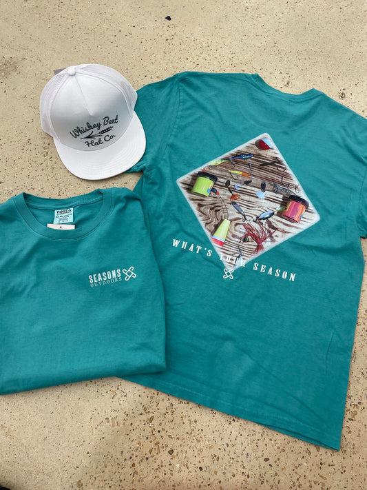 What's Your Season Men's Teal Fish Tee