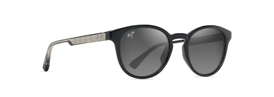 Hiehie Polarized Grey Shiny Black Maui Jim Sunglasses