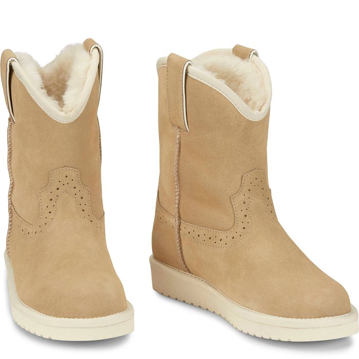 Women's Justin Heidi Suede Shearling Boot- Bone