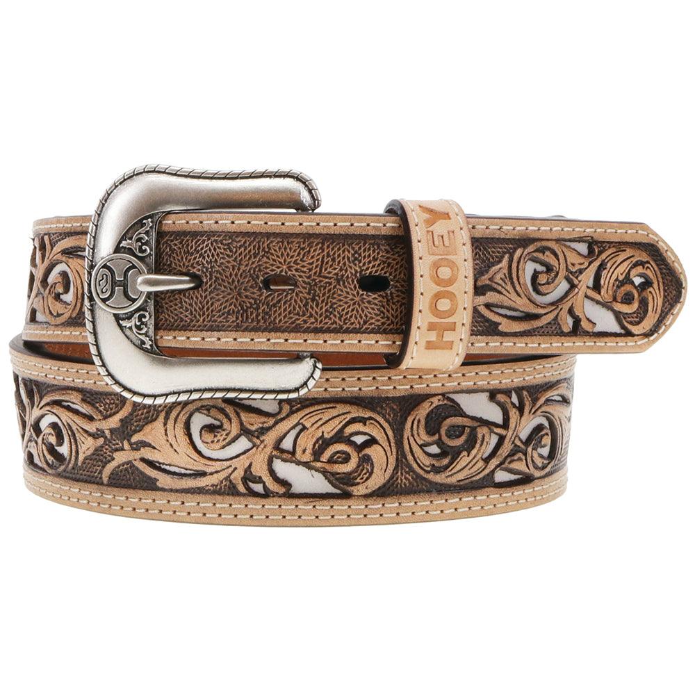 Hooey Top Notch Brown Natural Ivory Hand Tooled Belt