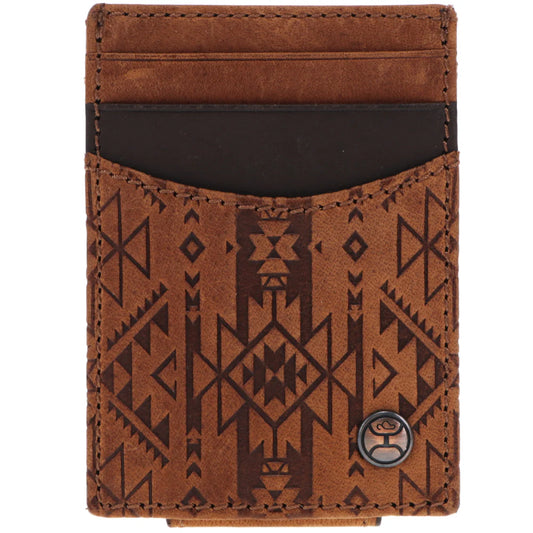 Hooey Brown Monterey Money Clip With Aztec Embossed Print