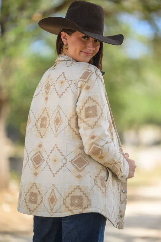 Hooey Bandera Olive With Cream & Tan Aztec Reversible Barn Jacket