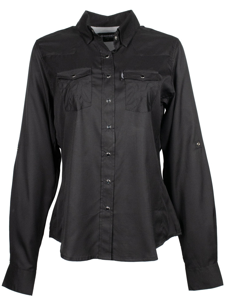 SOL Ladies Black Long Sleeve Pearl Snap Shirt