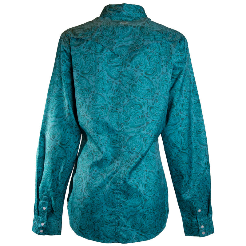 Women's Sol Competition Teal Floral Button Up Top