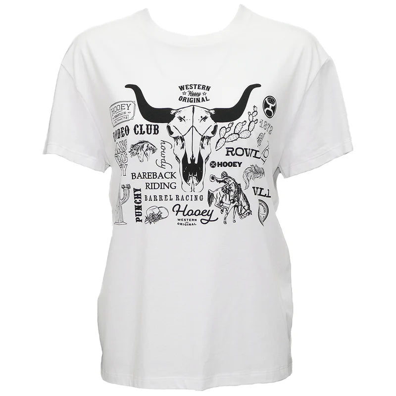 Hooey Women's Roundup White With Black Logo T-Shirt