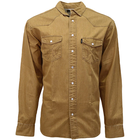 Hooey Men's Washed Tan Del Denim Chambray Long Sleeve Shirt
