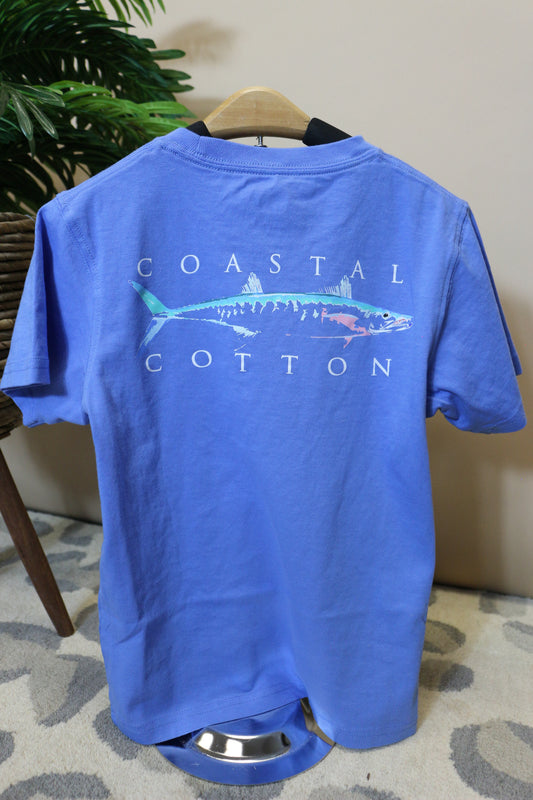 Youth Coastal Cotton Marine Blue Barracuda Short Sleeve Tee