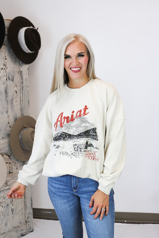 Ariat Oyster Grey Canvas Oversized Long Sleeve Tee