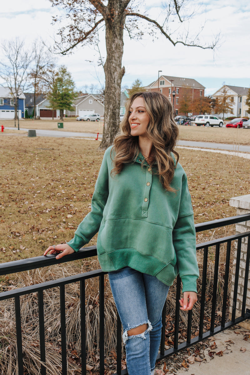 Wrapped Up With You Jade Pullover