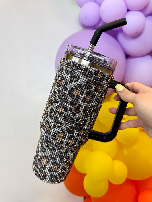 Simply Southern 40oz Sequin Tumbler- Leopard
