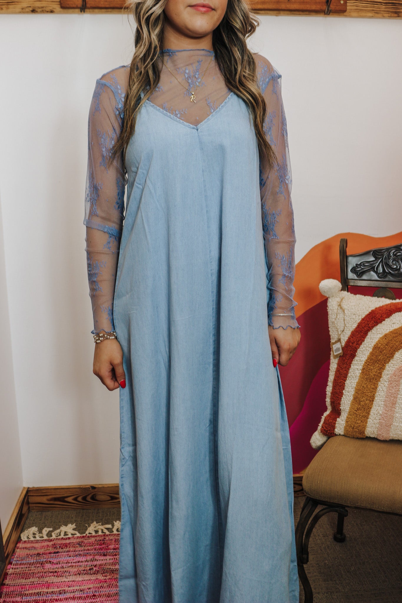 Dana Denim Blue Maxi Dress