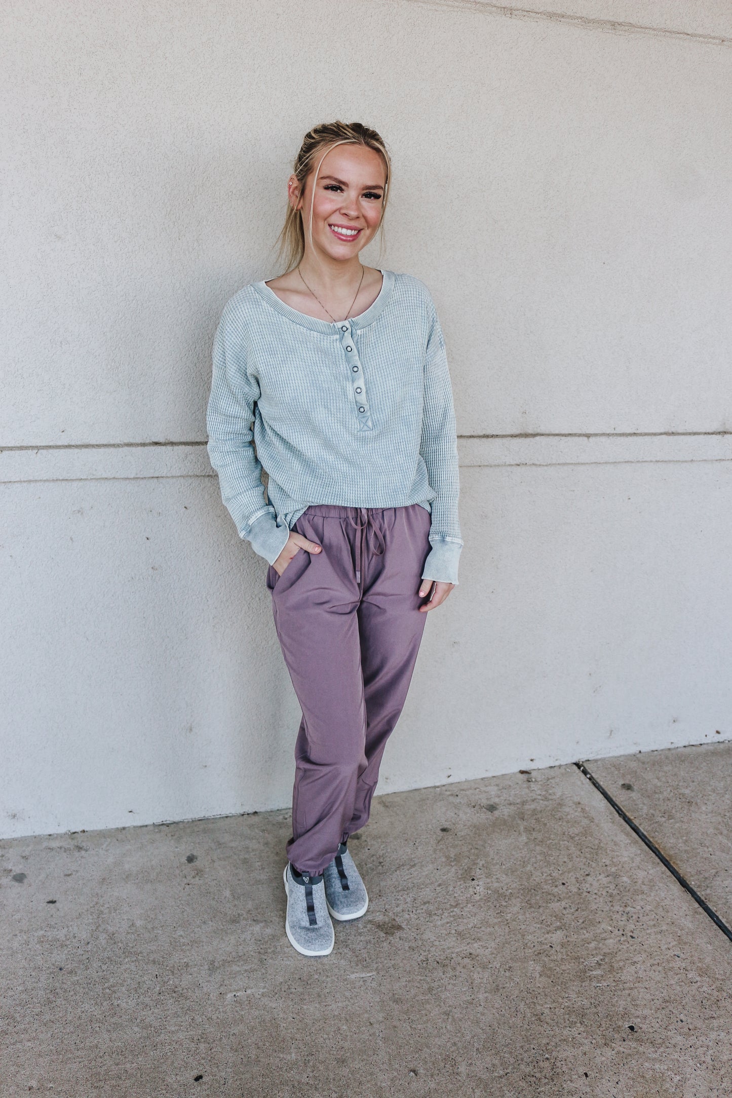 Carefree Days Light Grey Long Sleeve Top