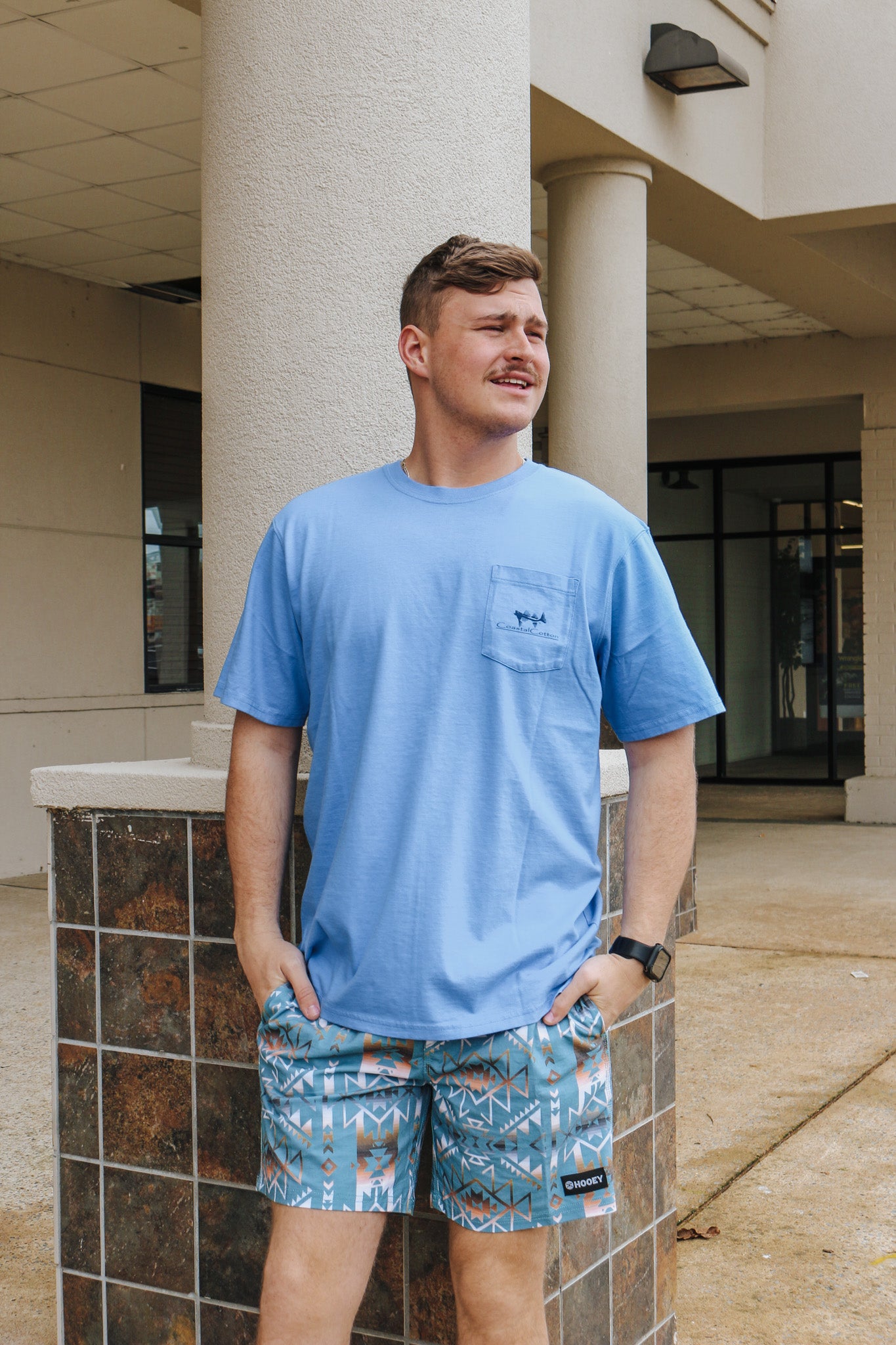 Men's Coastal Cotton Marine Blue American Fish Tee