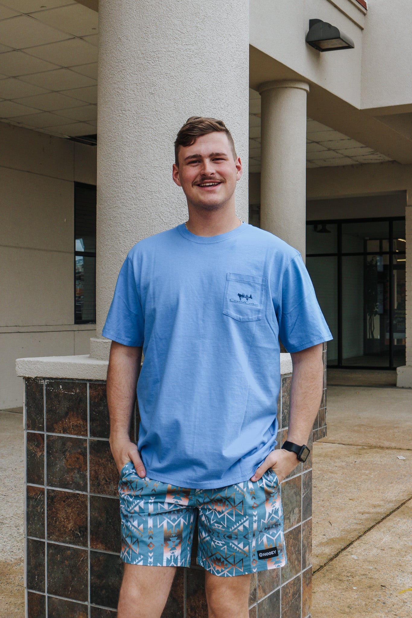 Men's Coastal Cotton Marine Blue American Fish Tee