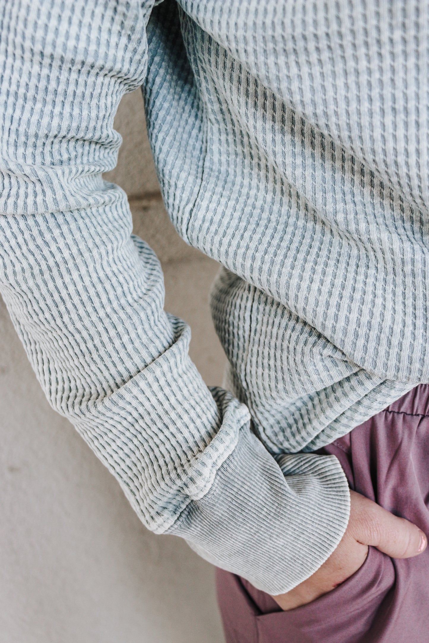 Carefree Days Light Grey Long Sleeve Top