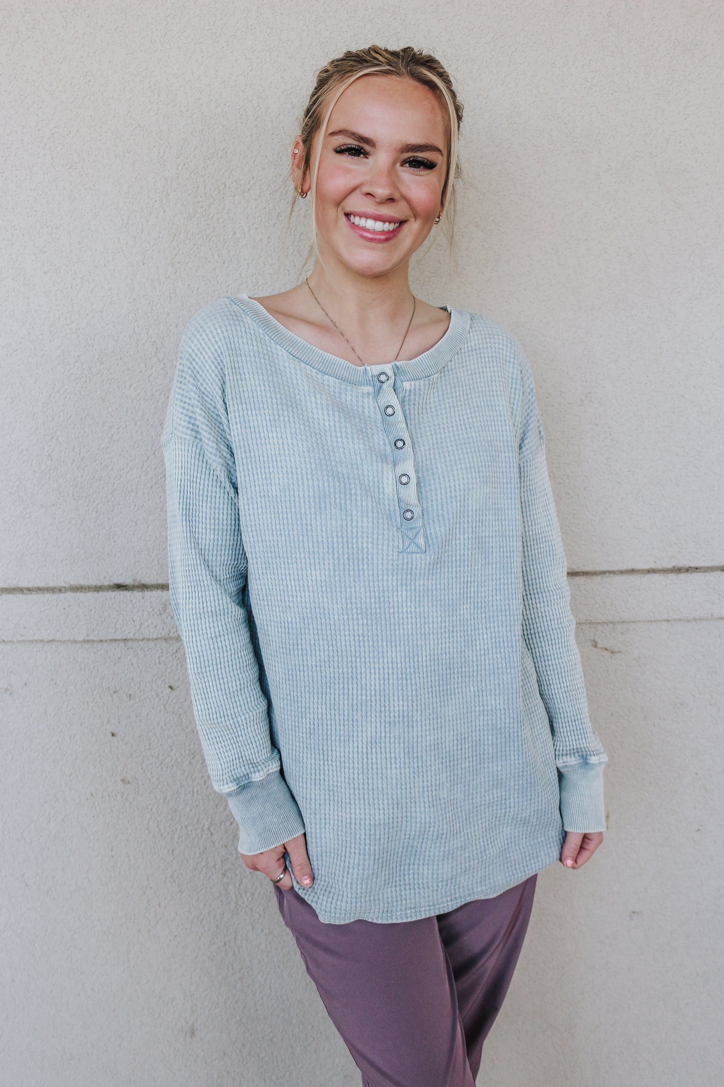 Carefree Days Light Grey Long Sleeve Top