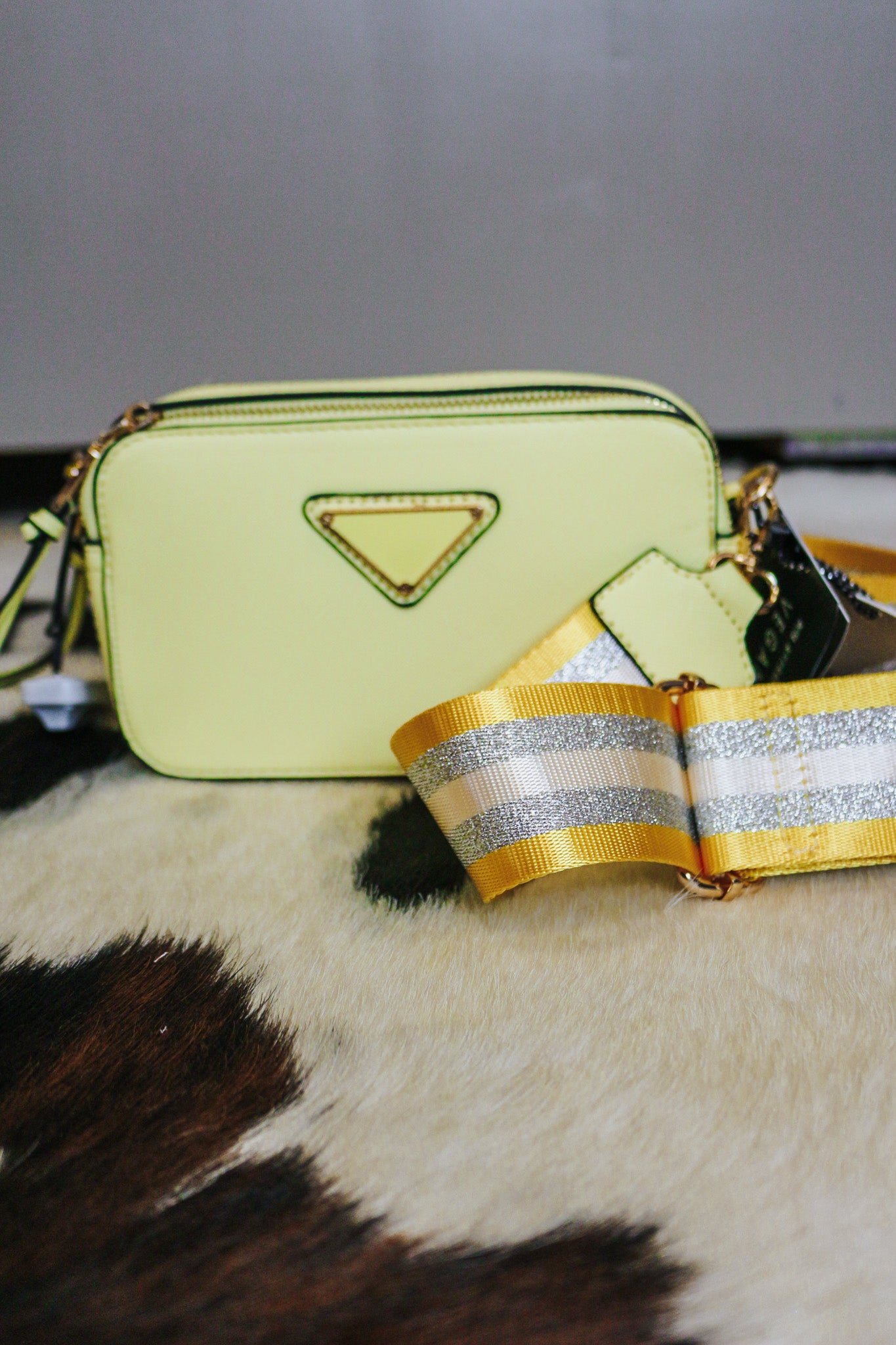2 in 1 Smooth Zipper Crossbody Bag & Wallet Set- Yellow