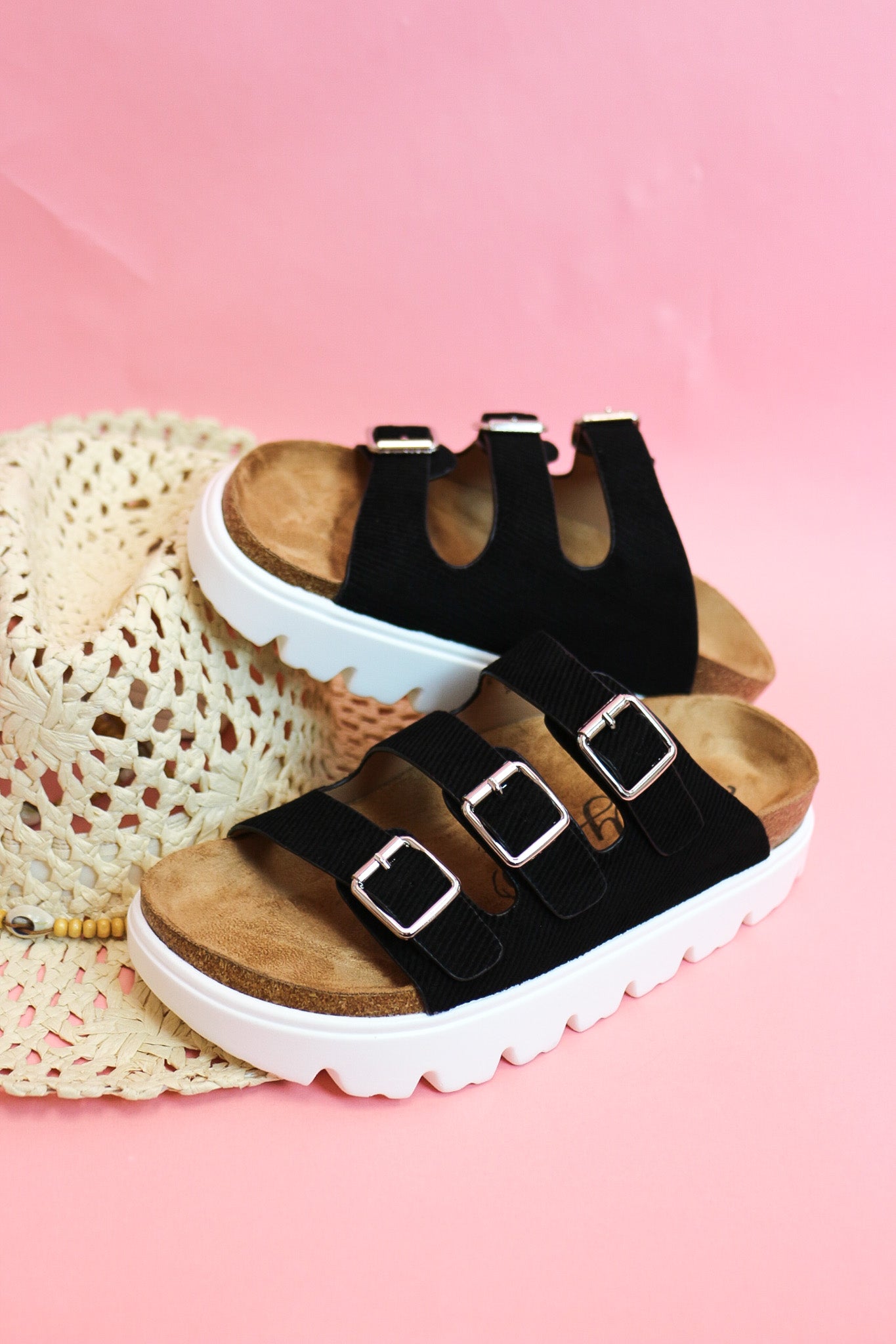 Plaza platform 3-strap sandal, shown in one of two available colors
