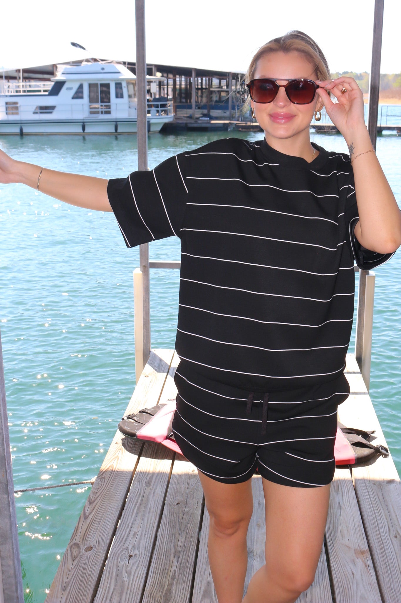 Daylight Drills stripe shorts, shown in one of two available colors