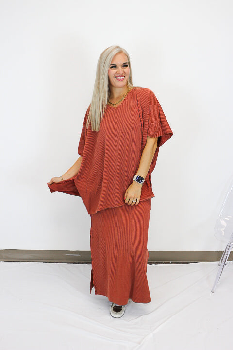 Poolside Travel Ribbed Rust Set