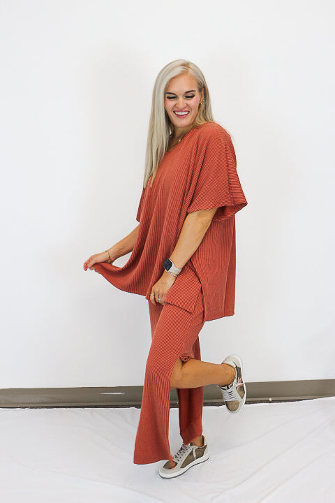 Poolside Travel Ribbed Rust Set