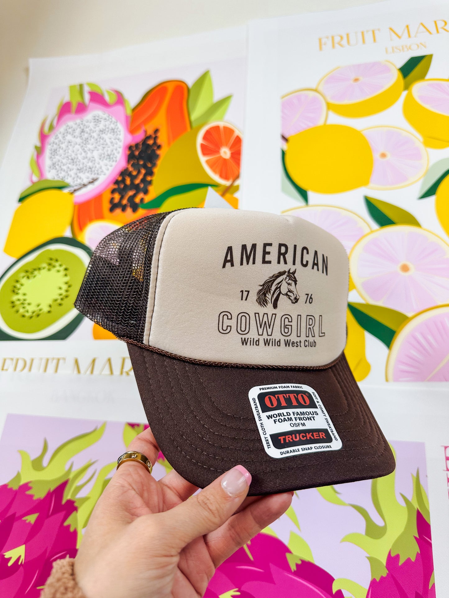 American Cowgirl Brown Cream Trucker Hat