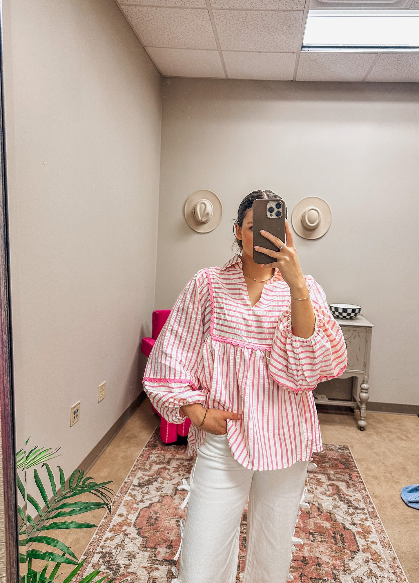 Try With Grace Pink Stripe Blouse