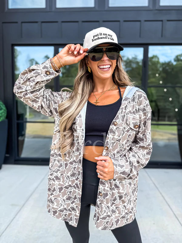 Yours To Hold Camo Ribbed Shacket -2 Colors