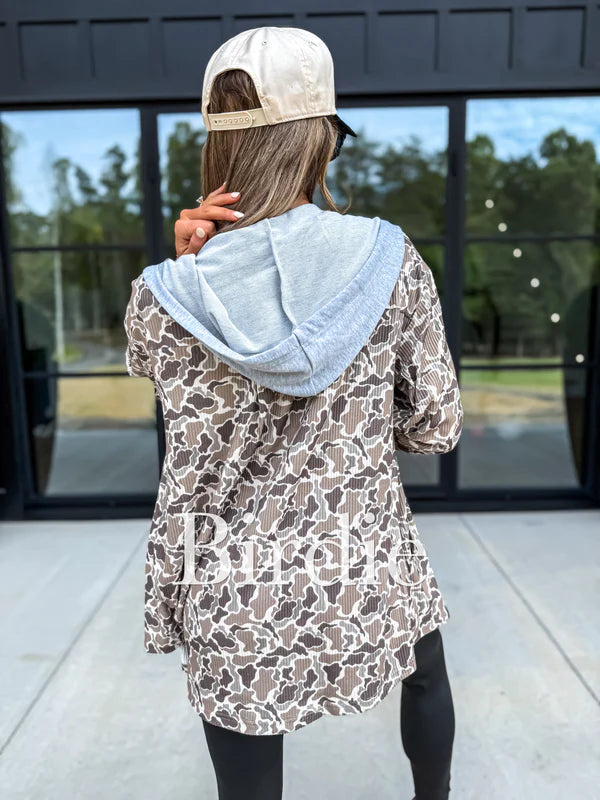 Yours To Hold Camo Ribbed Shacket -2 Colors