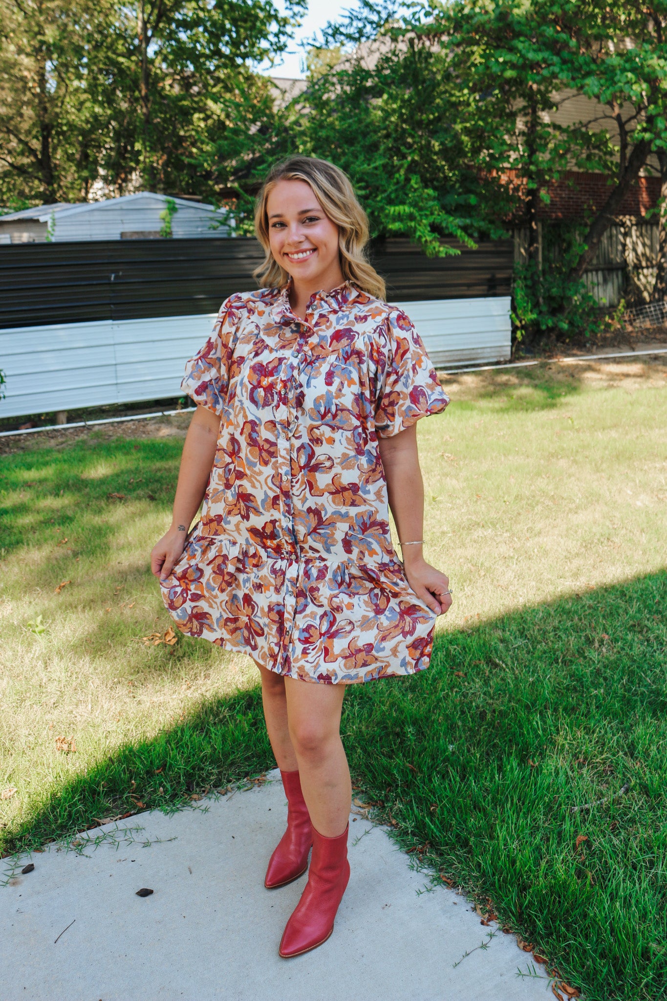 What Do You Seek Burgundy Floral Dress