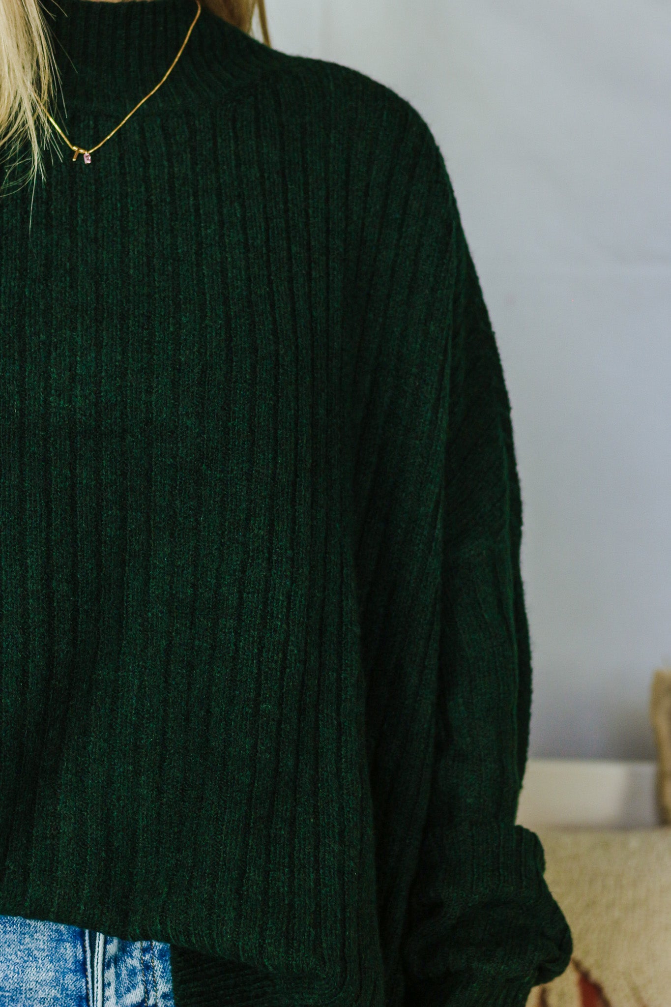 Milo Ribbed Green Onesize Sweater