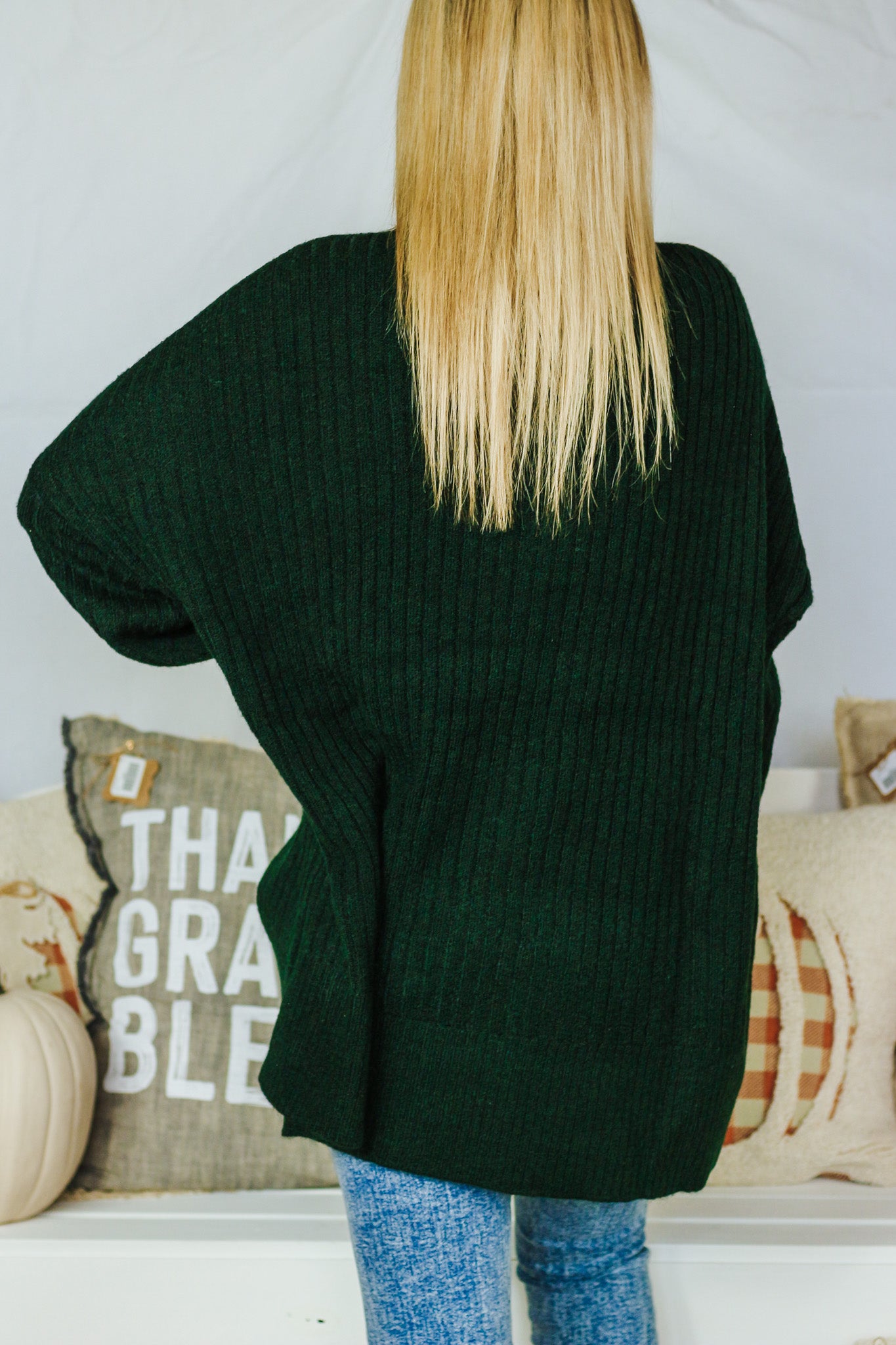 Milo Ribbed Green Onesize Sweater