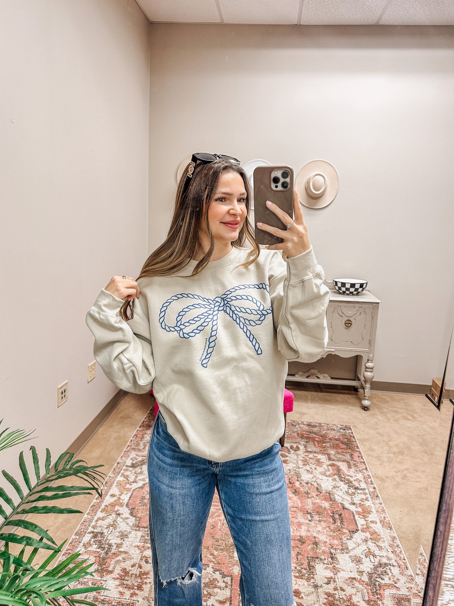 Keeping On Trend Rope Bow Sweatshirt