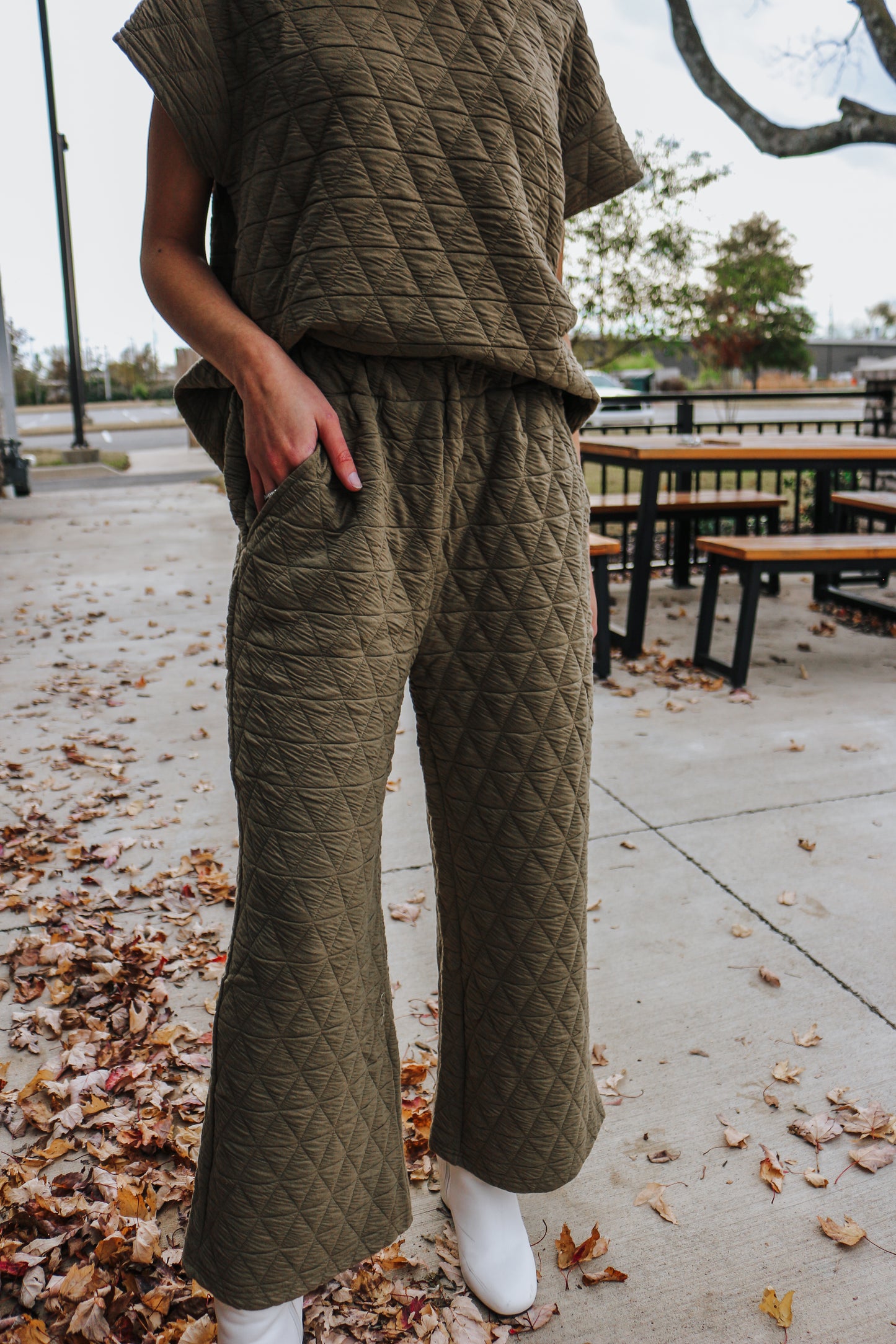 Staying Toasty Olive Quilt Lounge Pants