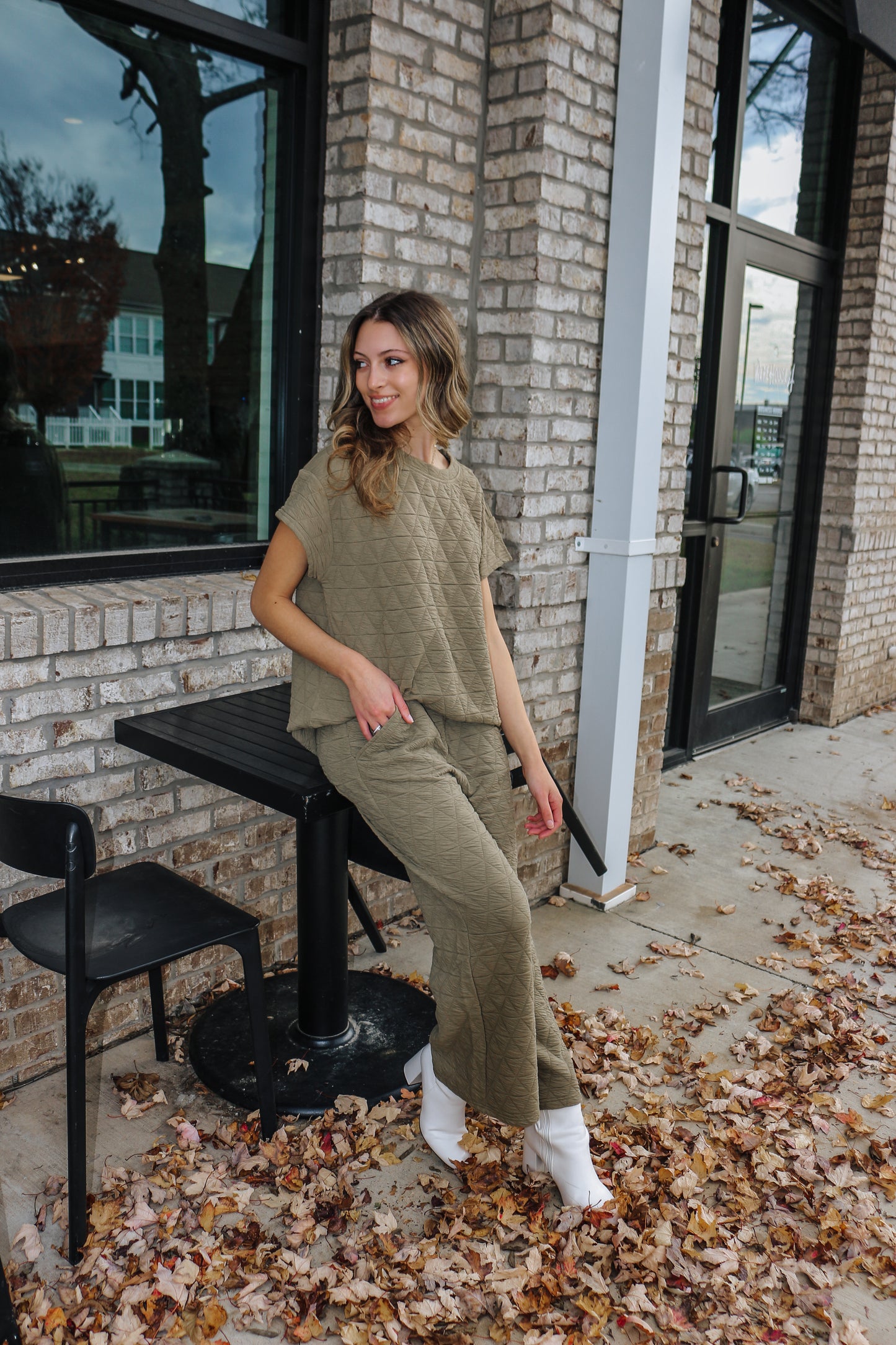 Staying Toasty Olive Quilt Lounge Pants